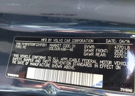 2015 Volvo S60 T5 Platinum из США, поврежденный, VIN YV1612TDXF2317051